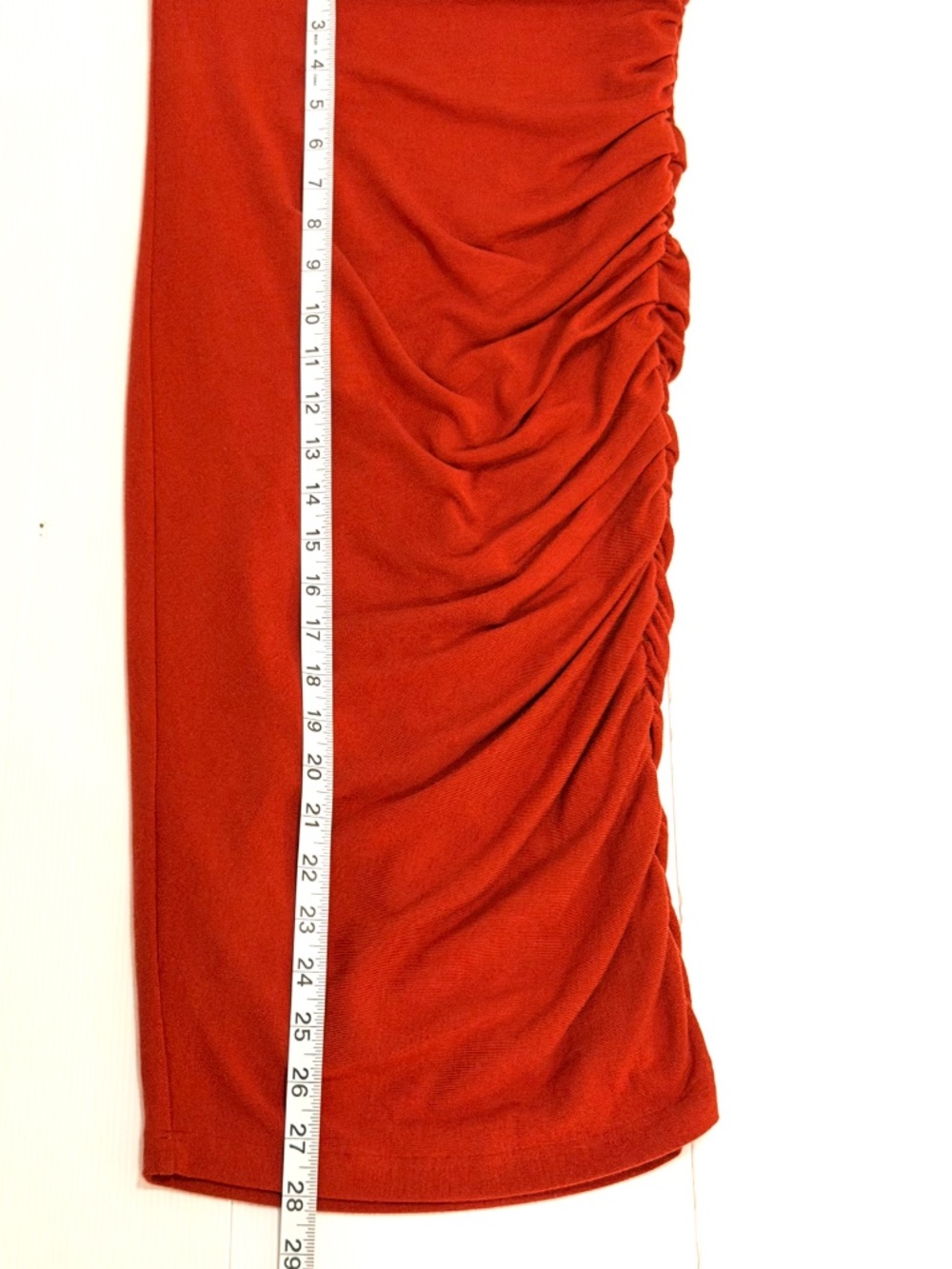 Alice + Olivia Mindie Ruched Jersey Midi Skirt Rust Orange Size XS - Picture 3 of 9